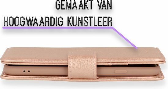 iPhone SE 2022-2020 - HQ Book Case &amp; Glas - Rosegoud