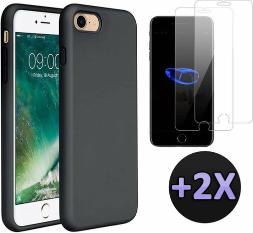 iPhone SE 2022-2020 - Back Cover &amp; 2x Glas - Zwart