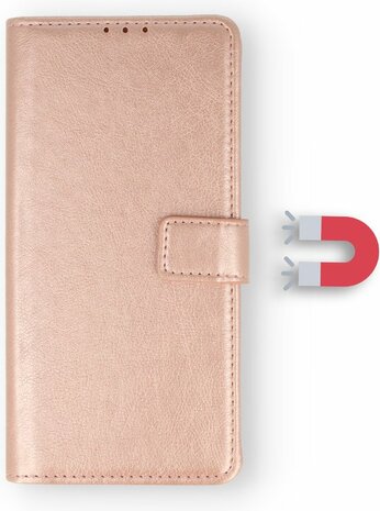 Oppo A16 - A16S - A54S - Book Case &amp; Glas - Rosegoud