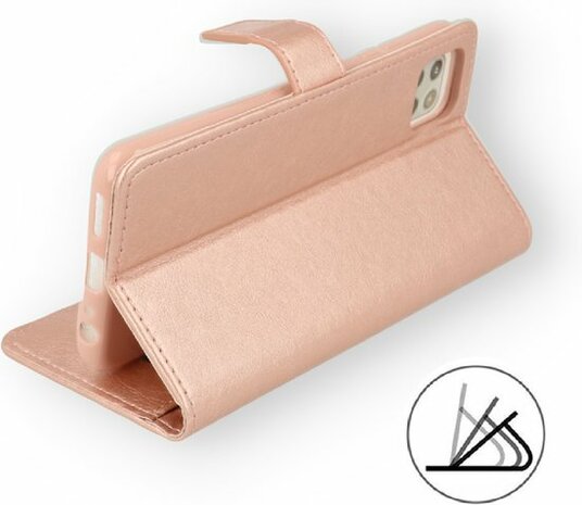 Oppo A16 - A16S - A54S - Book Case &amp; Glas - Rosegoud