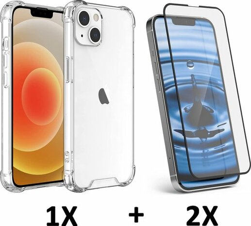 iPhone 13 - Anti Shock &amp; 2x Full Glas - Transparant