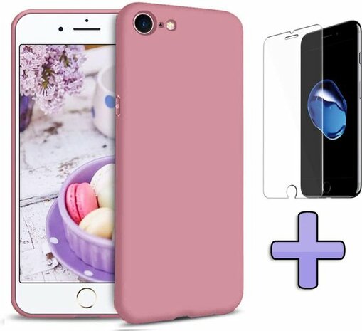 iPhone SE 2022-2020 - Back Cover &amp; Glas - Roze