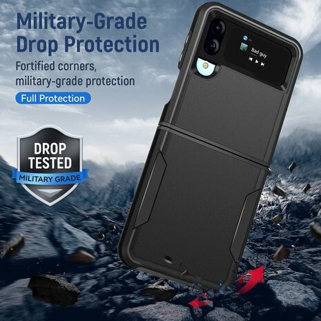 Samsung Z Flip 4 Zwart - Heavy Duty Armor