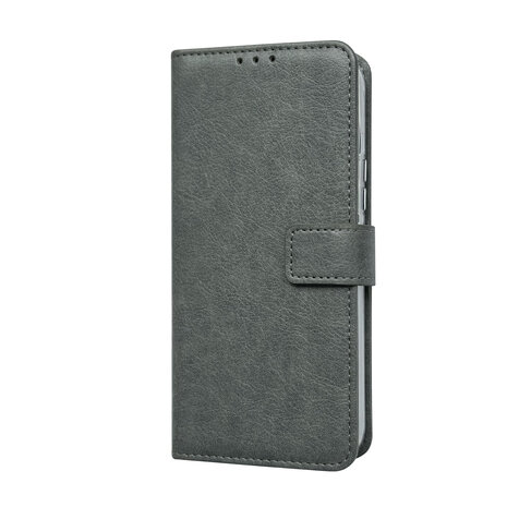 iPhone 15 Pro - Book Case &amp; Glas - Grijs