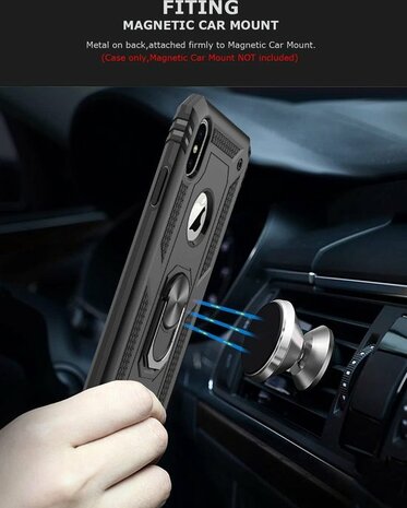 iPhone X &amp; XS - Armor met Kickstand Ring - Zwart