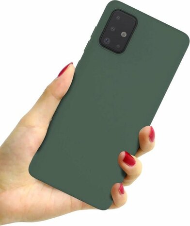 Samsung A51 - Siliconen Back Cover - Donker Groen