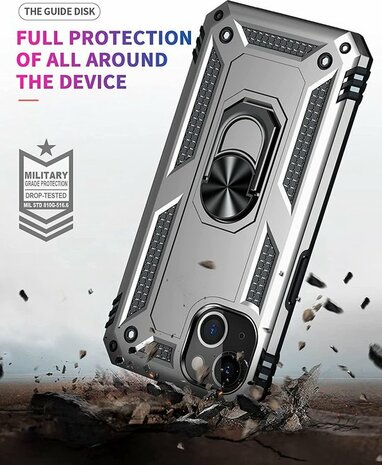 iPhone 13 Mini Grijs - Armor met Kickstand Ring