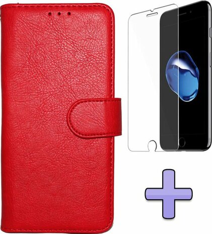 iPhone SE 2022-2020 - HQ Book Case &amp; Glas - Rood