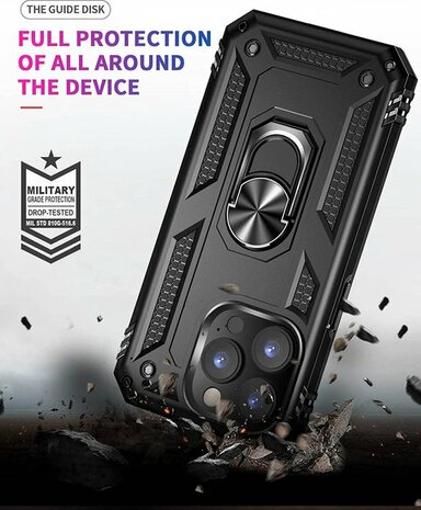 iPhone 14 Pro Zwart - Armor met Kickstand Ring