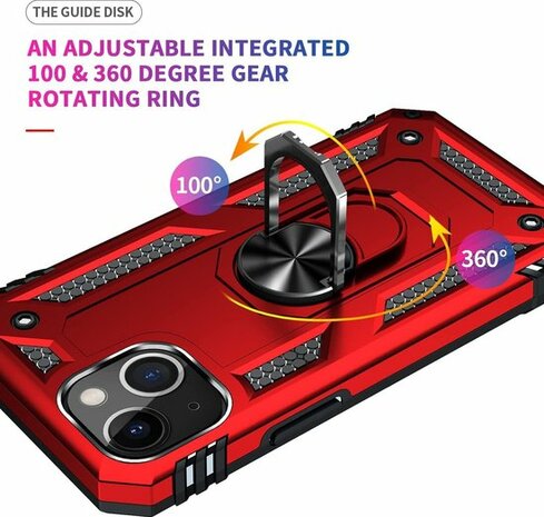 iPhone 13 Mini Rood - Armor met Kickstand Ring