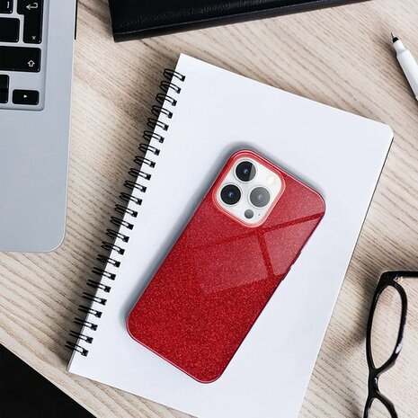 iPhone 13 Pro - Glitter Back Cover - Rood
