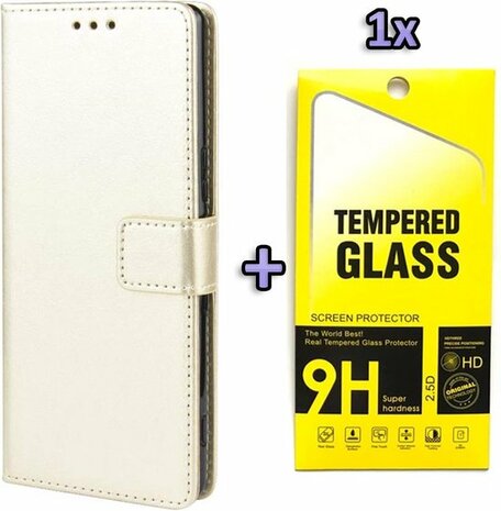 iPhone SE 2022-2020 - HQ Book Case &amp; Glas - Goud