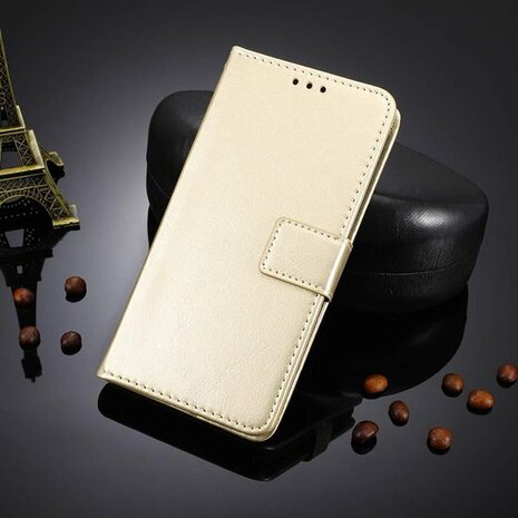 iPhone SE 2022-2020 - HQ Book Case &amp; Glas - Goud