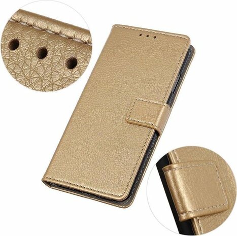 iPhone SE 2022-2020 - HQ Book Case &amp; Glas - Goud