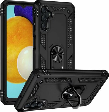 Samsung A04S Zwart - Armor met Kickstand Ring