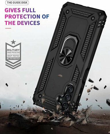 Samsung A04S Zwart - Armor met Kickstand Ring