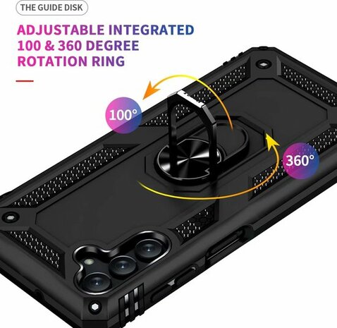 Samsung A04S Zwart - Armor met Kickstand Ring