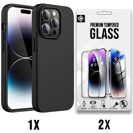iPhone 15 Pro - Back Cover &amp; 2x Glas - Zwart