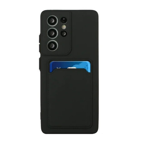 Samsung Galaxy S25 Ultra - Zwart - Siliconen Back Cover met Kaarthouder