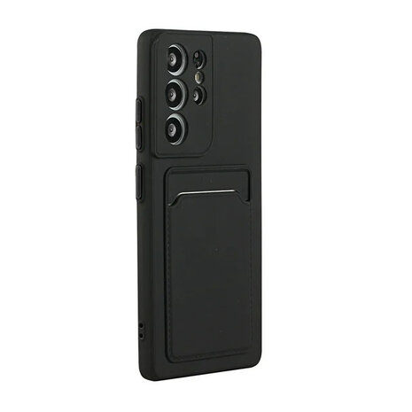 Samsung Galaxy S25 Ultra - Zwart - Siliconen Back Cover met Kaarthouder