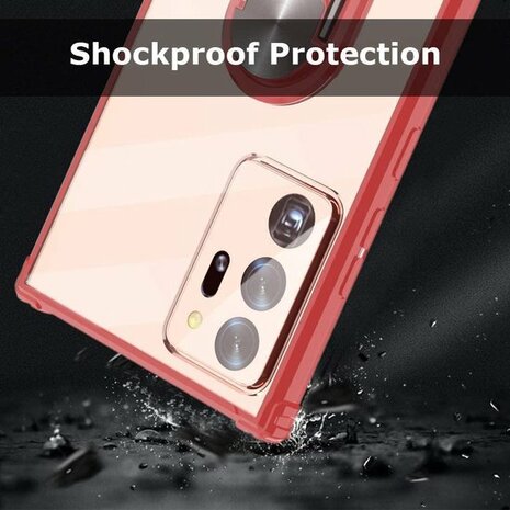Samsung Note 20 Rood - Anti Shock Kickstand Ring Case
