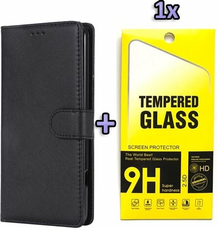 iPhone SE 2022-2020 - HQ Book Case &amp; Glas - Zwart