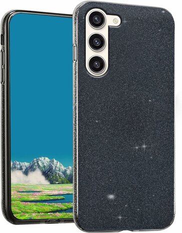 Samsung S24 Plus - Glitter Back Cover - Zwart