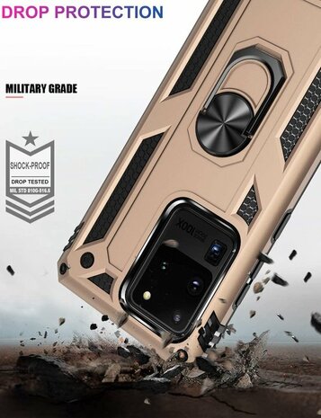 Samsung S20 Ultra - Armor met Kickstand Ring - Goud