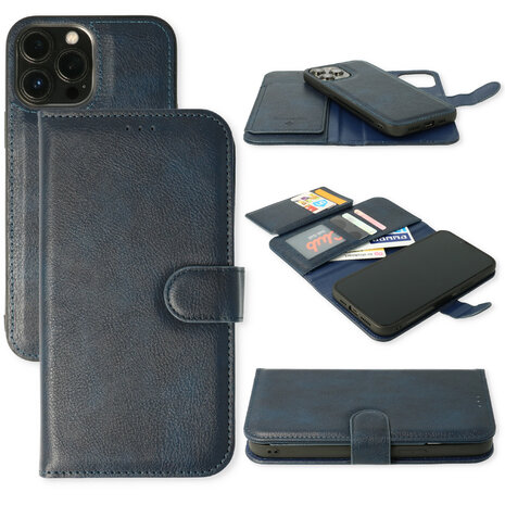 iPhone 13 Pro Blauw - 2 in 1 HQ Book Case met Extra Vakken