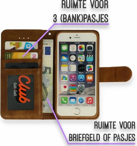 iPhone SE 2022-2020 - HQ Book Case &amp; Glas - Bruin