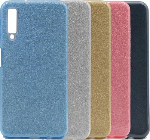 Samsung A7 2018 - Siliconen - Glitter Back Cover - Roze