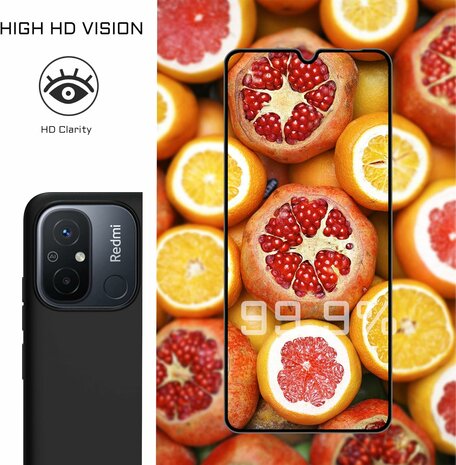 Redmi 12C - Back Cover &amp; 2x Glas - Zwart