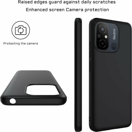 Redmi 12C - Back Cover &amp; 2x Glas - Zwart