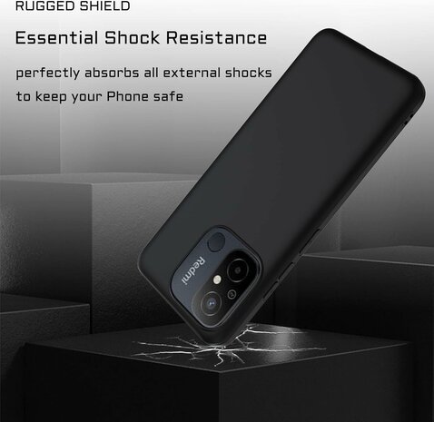 Redmi 12C - Back Cover &amp; 2x Glas - Zwart