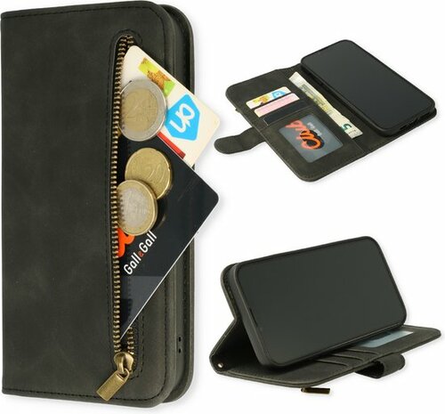 iPhone 14 Charcoal Gray - HQ Book Case met Rits