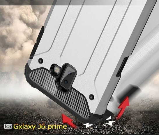 Samsung J6 Plus - Armor Back Cover - Zwart