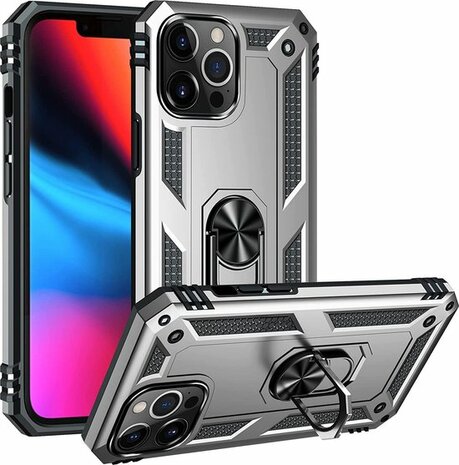 iPhone 13 Pro Max Grijs - Armor met Kickstand Ring