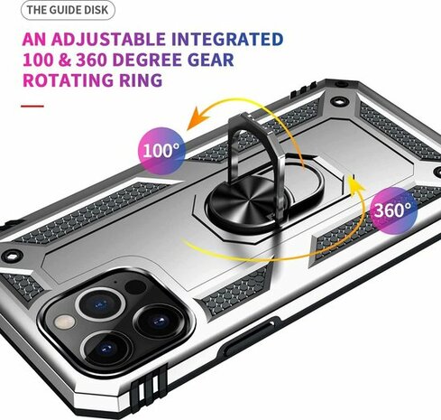 iPhone 13 Pro Max Grijs - Armor met Kickstand Ring