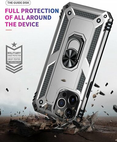 iPhone 13 Pro Max Grijs - Armor met Kickstand Ring