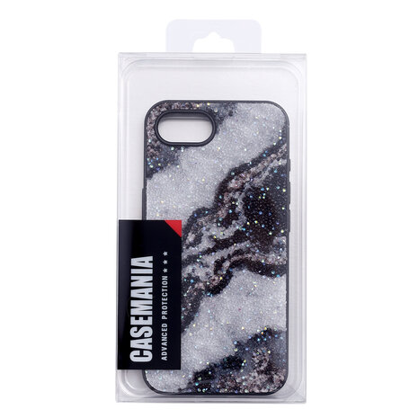 iPhone 16E - Marmer Diamant Glitter - Zwart