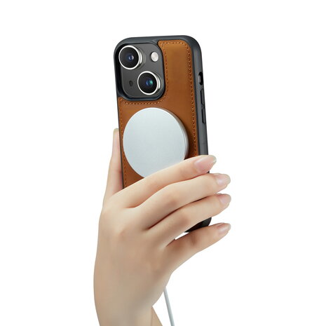 iPhone 15 - Sienna Brown - 2 in 1 Lederen MagSafe Case