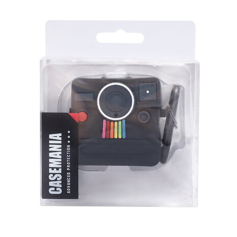 AirPods 4 - Zwart - Polaroid Soft Cover met Ring &amp; Sleutelhanger