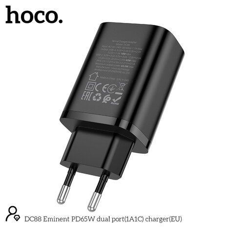Hoco DC88 - 65W Snel Lader - Zwart