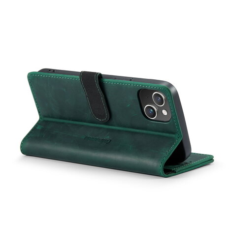 iPhone 15 Groen - Lederen Book Case