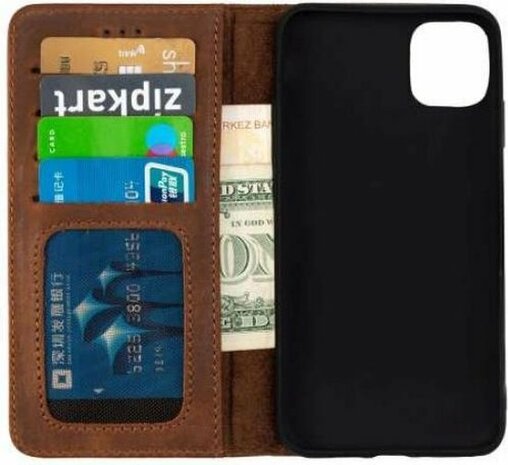 iPhone 11 Pro Bruin - Lederen Book Case