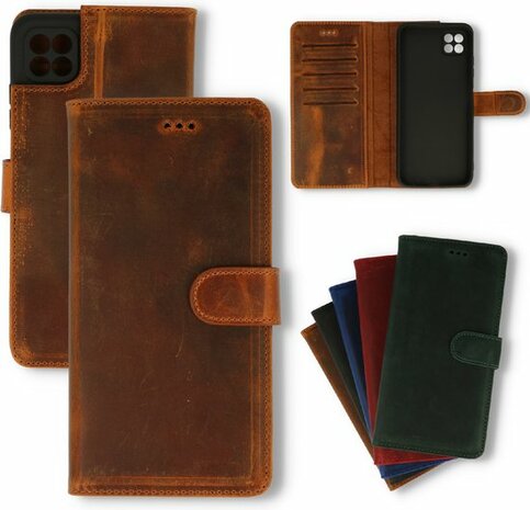 Samsung A22 5G Bruin - Lederen Book Case