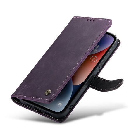 iPhone 15 Paars - Lederen Book Case