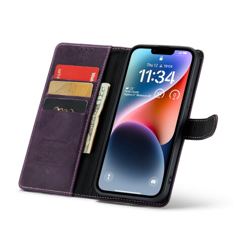 iPhone 15 Paars - Lederen Book Case