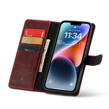 iPhone 14 Rood - Lederen Book Case