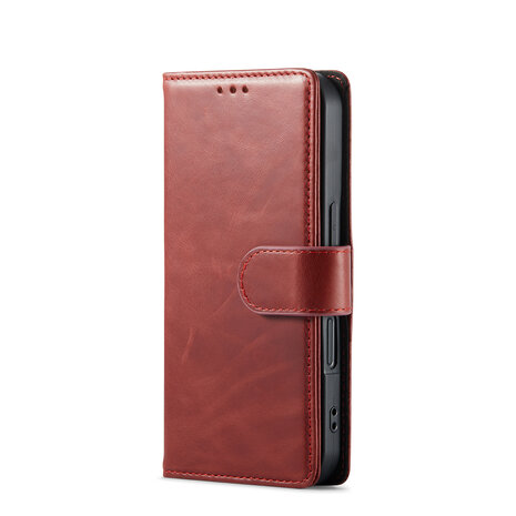 iPhone 16 - Rood - Lederen Book Case
